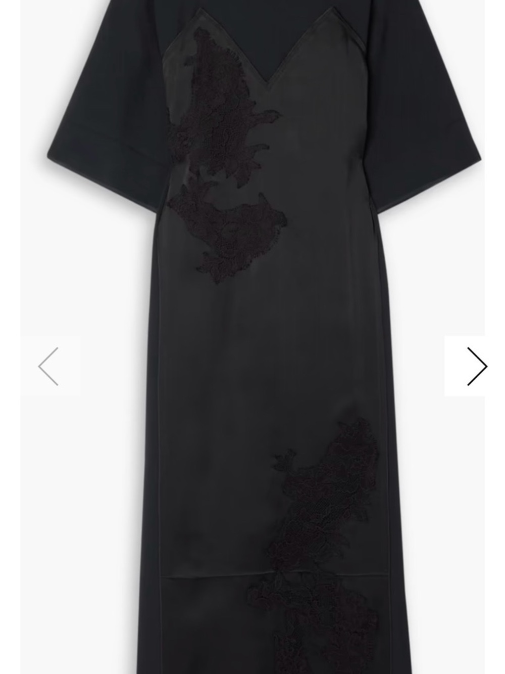 VICTORIA BECKHAM Lace-trimmed satin and crepe midi dress black - Picture 2 of 7